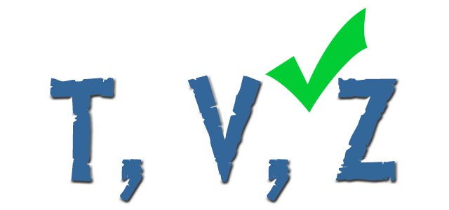 Fichas de la letras T, V y Z